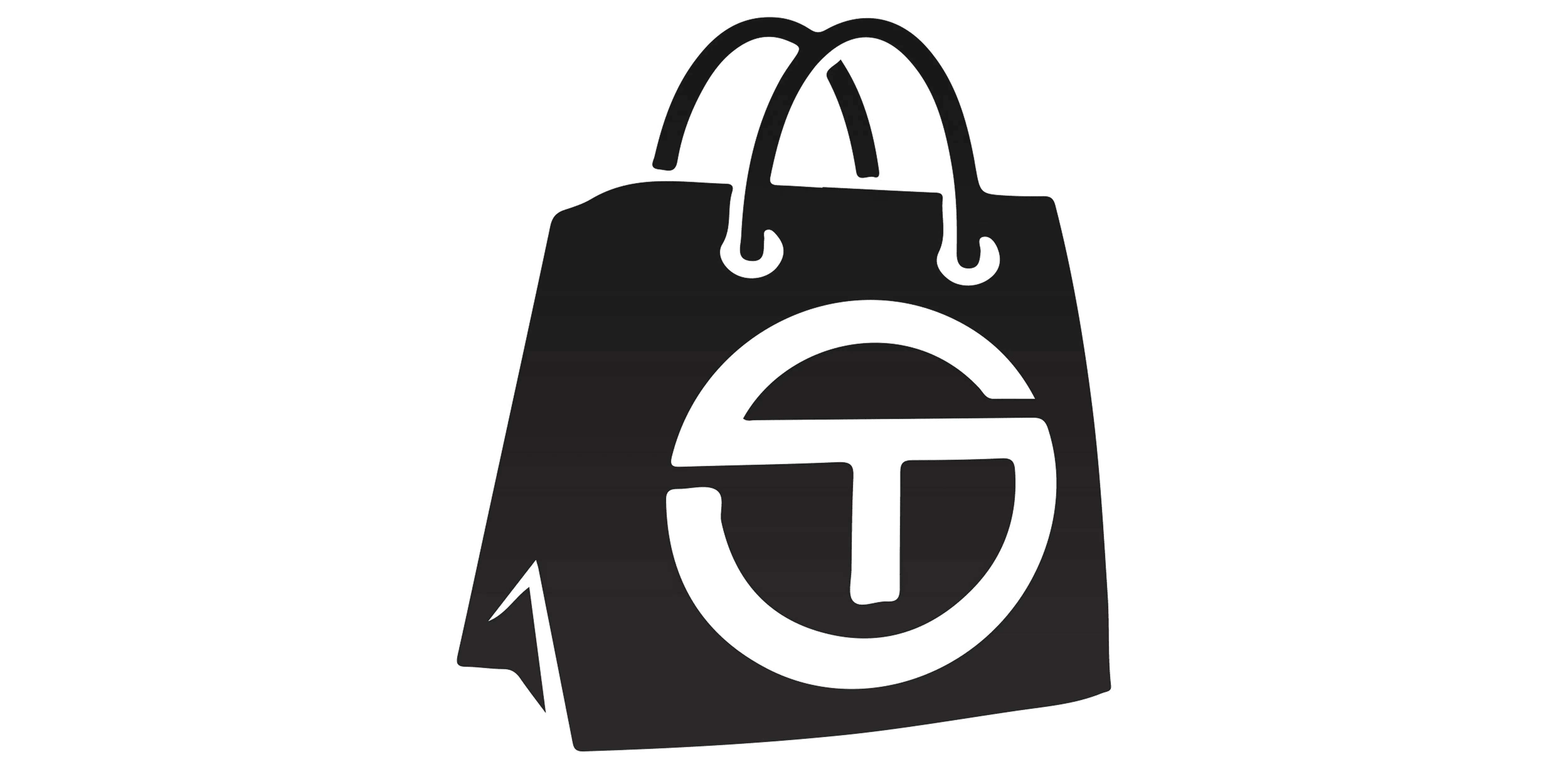 T shopping bag logo white and black 